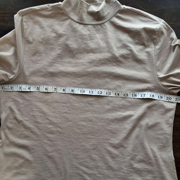 Ministry Of Supply Composite Merino Wool Blend Mock Neck Top Light Beige Women L - Picture 4 of 6
